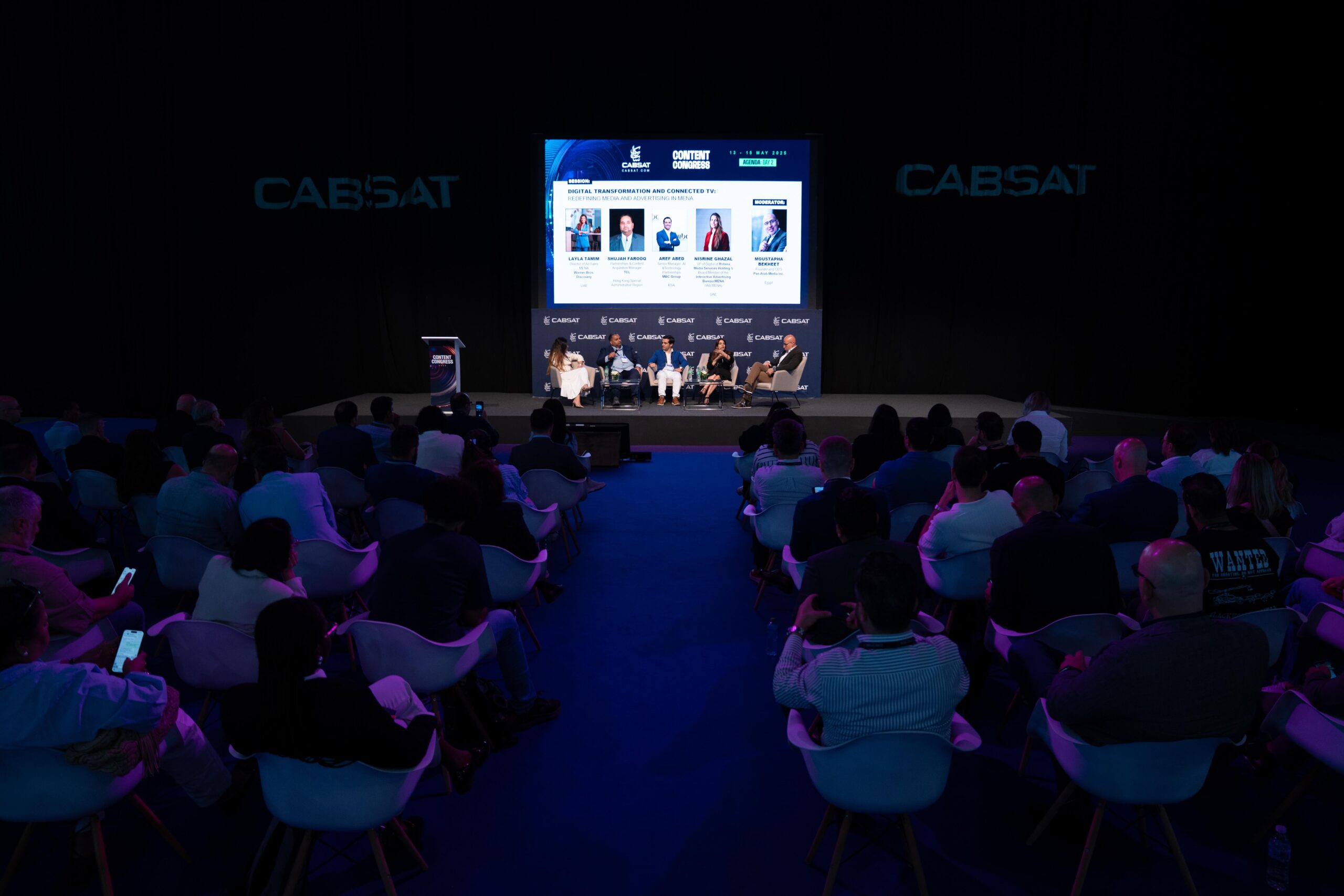 Wide view of the Content Congress stage during a digital transformation session.