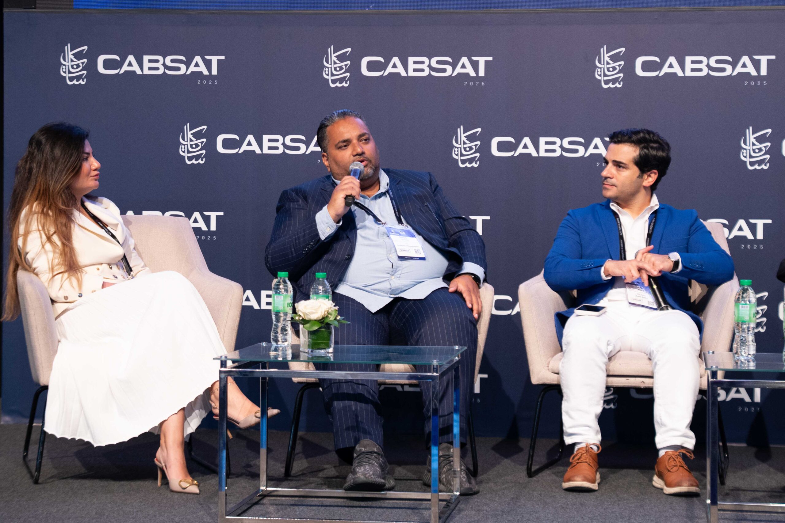 Speaker addressing the audience during a Content Congress panel at CABSAT.